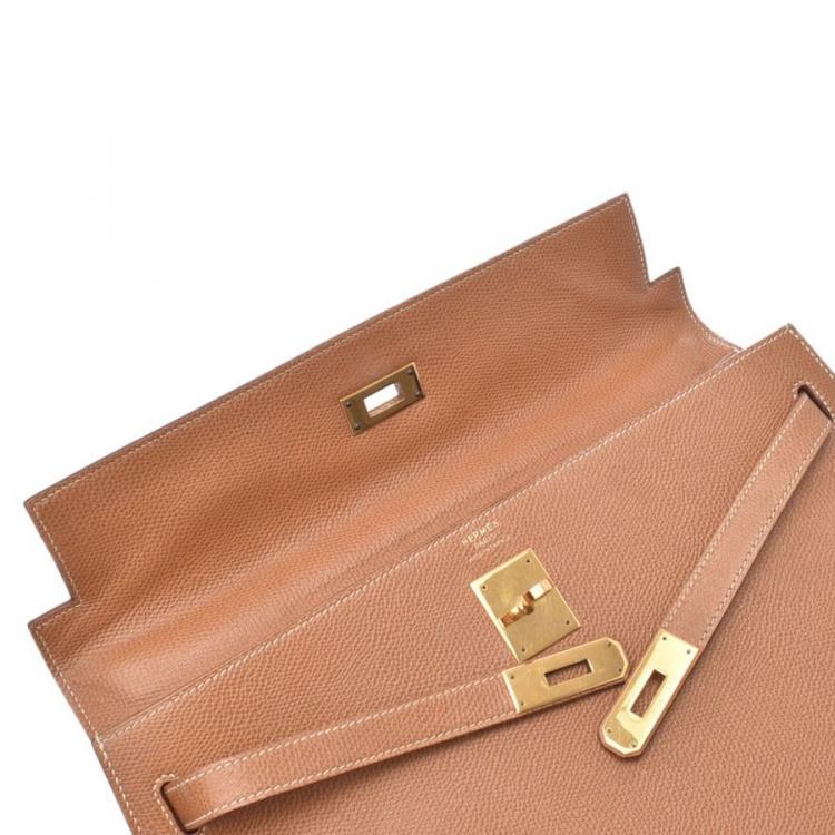 Hermes Brown Leather Gold Hardware Kelly 35 Bag