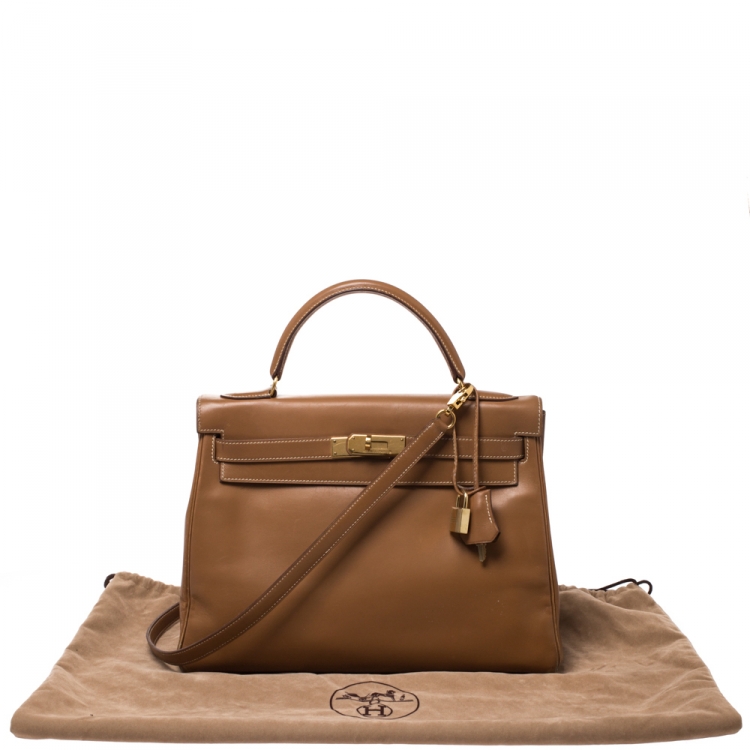 مملوكة مسبقًا Hermes Natural Tadeklat Leather Gold Hardware Kelly Retourne 32 Bag