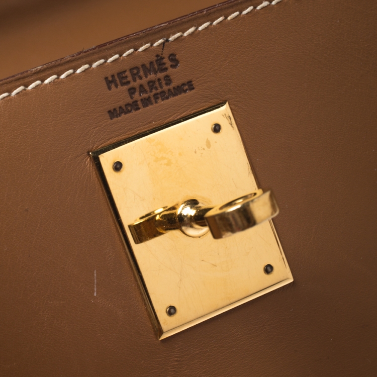 مملوكة مسبقًا Hermes Natural Tadeklat Leather Gold Hardware Kelly Retourne 32 Bag