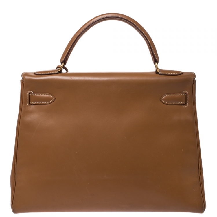 مملوكة مسبقًا Hermes Natural Tadeklat Leather Gold Hardware Kelly Retourne 32 Bag