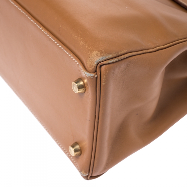 مملوكة مسبقًا Hermes Natural Tadeklat Leather Gold Hardware Kelly Retourne 32 Bag