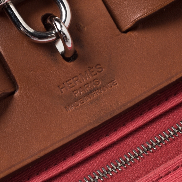 Pre Owned Hermes Bougainvillea/Natural Canvas and Leather Herbag Zip 31 Bag