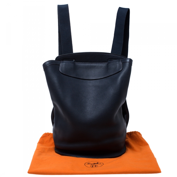 Pre Owned Hermes Blue Indigo Togo Leather Sherpa Backpack