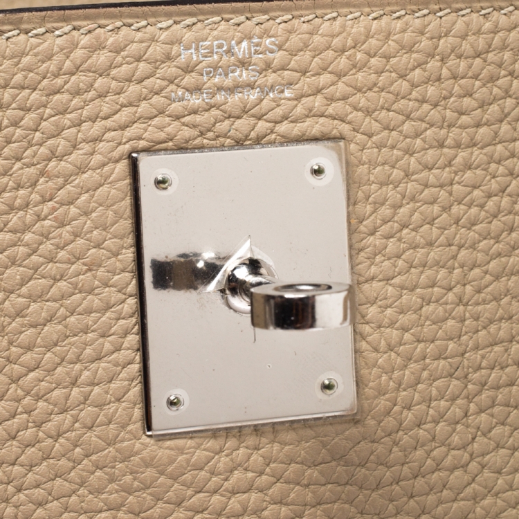 Pre Owned Hermes Trench Togo Leather Palladium Hardware Kelly Retourne 28 Bag