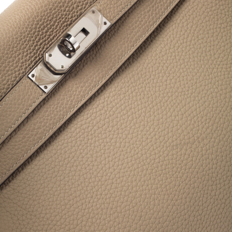 Pre Owned Hermes Trench Togo Leather Palladium Hardware Kelly Retourne 28 Bag