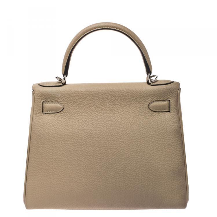 Pre Owned Hermes Trench Togo Leather Palladium Hardware Kelly Retourne 28 Bag