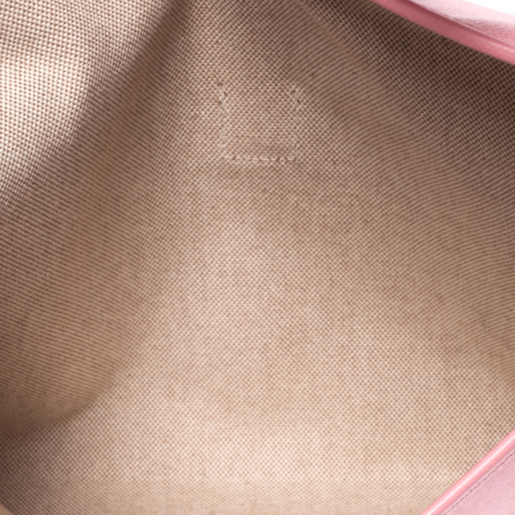 Pre Owned Hermes Rose Confetti Epsom Leather Jige PM Clutch