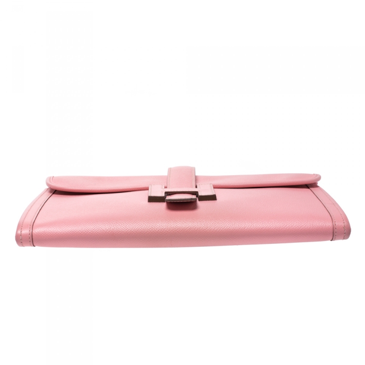 Pre Owned Hermes Rose Confetti Epsom Leather Jige PM Clutch
