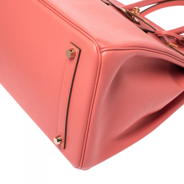 Pre Owned Hermes Flamingo Epsom Leather Gold Hardware Birkin 35 Bag