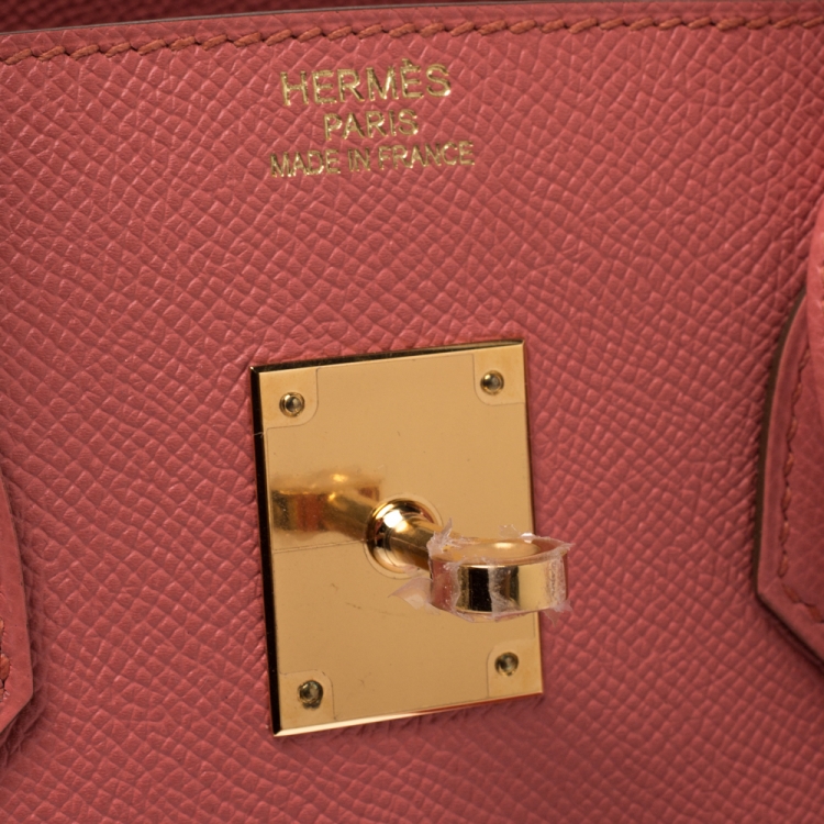 Pre Owned Hermes Flamingo Epsom Leather Gold Hardware Birkin 35 Bag