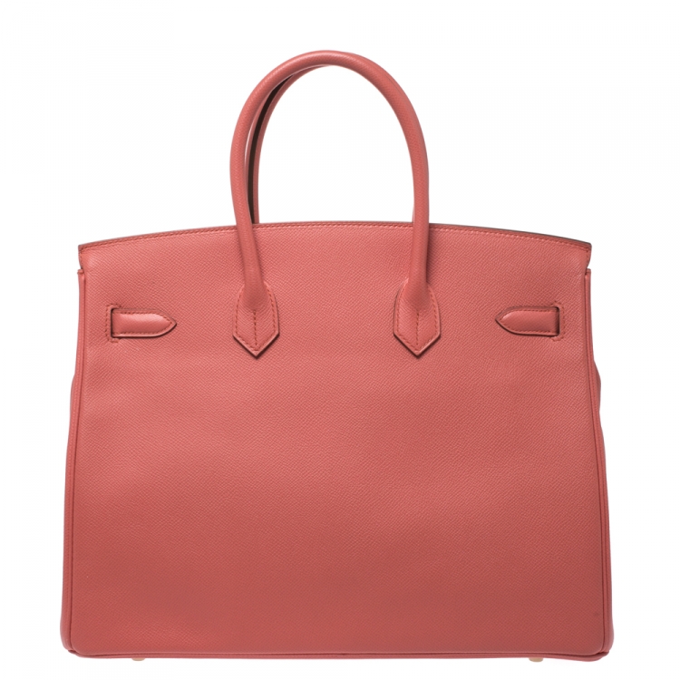 Pre Owned Hermes Flamingo Epsom Leather Gold Hardware Birkin 35 Bag