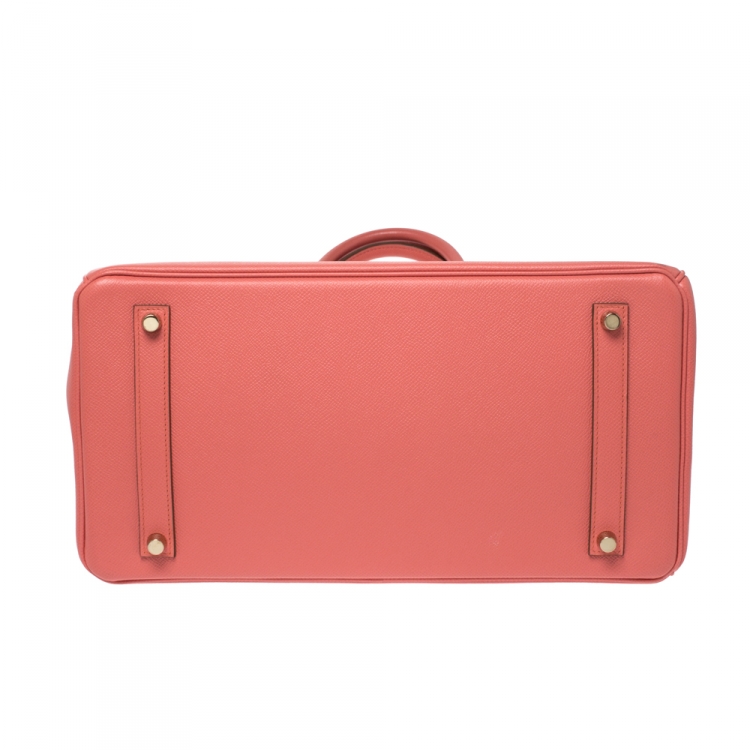 Pre Owned Hermes Flamingo Epsom Leather Gold Hardware Birkin 35 Bag