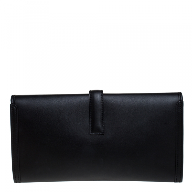 Pre Owned Hermes Black Swift Leather Elan Jige 29 Clutch