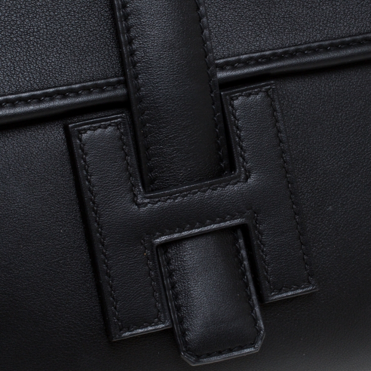 Pre Owned Hermes Black Swift Leather Elan Jige 29 Clutch