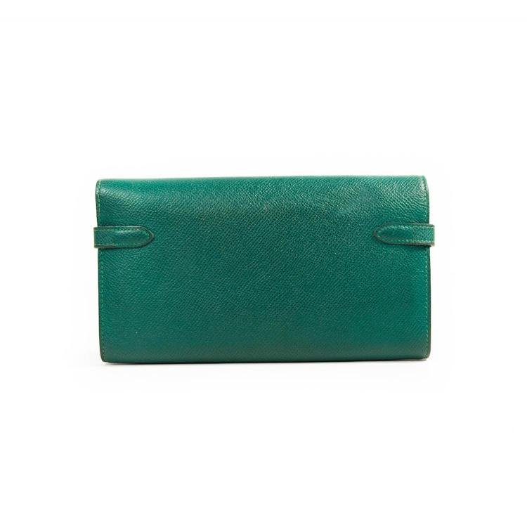 Pre Owned Hermes Green Epsom Leather Kelly Classic Wallet