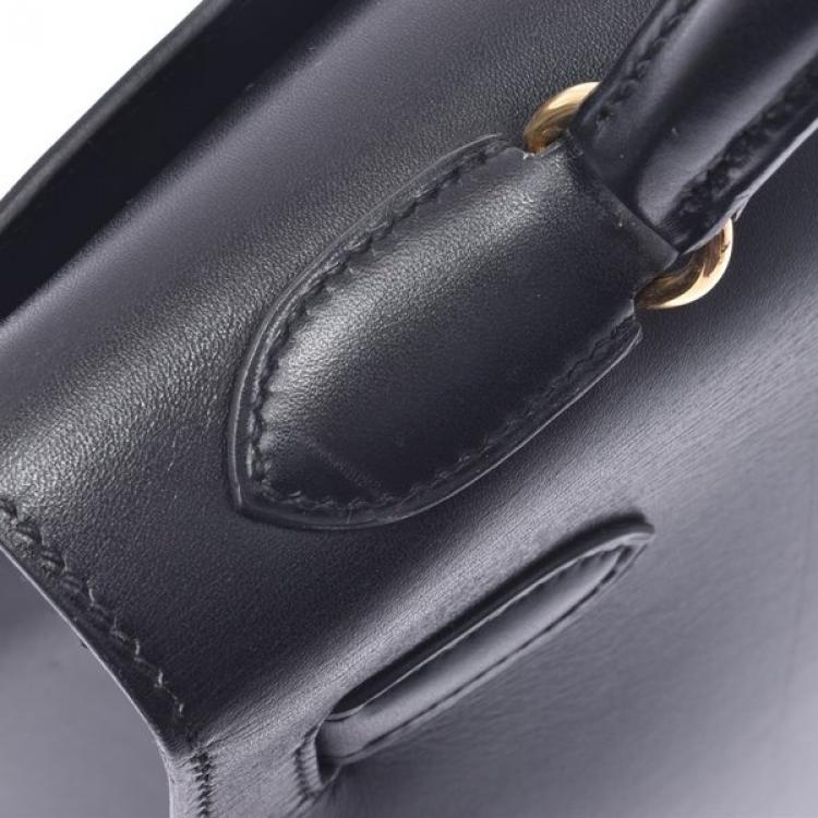 Pre Owned Hermes Black Calf Leather Gold Hardware Kelly 32 Bag