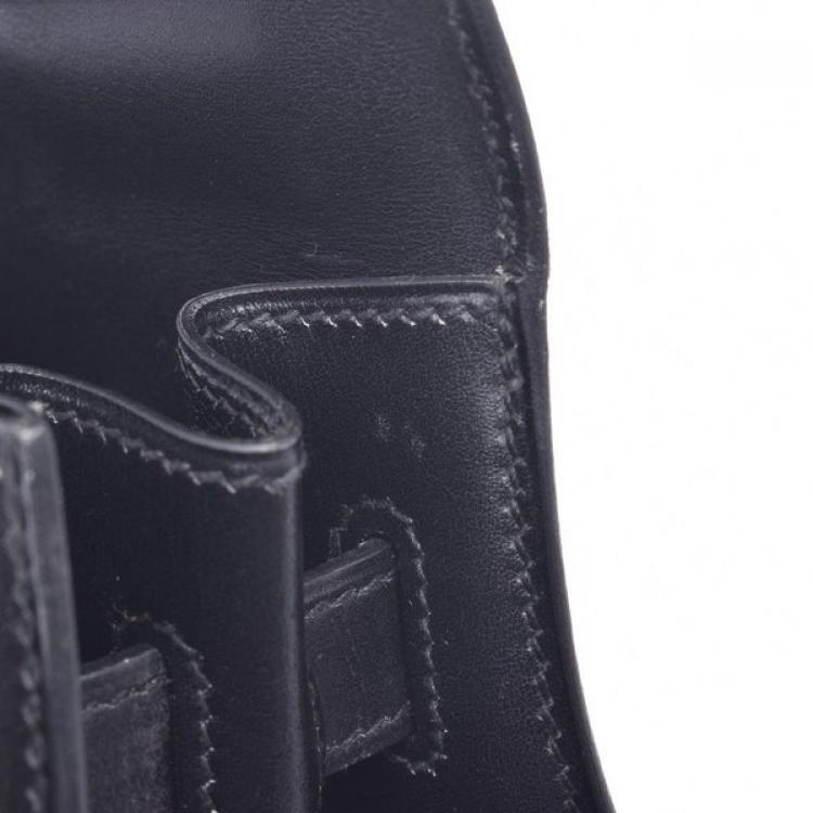 Pre Owned Hermes Black Calf Leather Gold Hardware Kelly 32 Bag