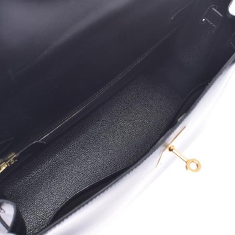 Pre Owned Hermes Black Calf Leather Gold Hardware Kelly 32 Bag
