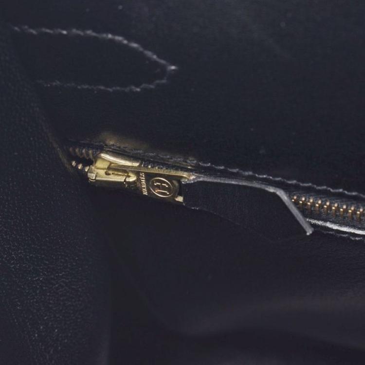 Pre Owned Hermes Black Calf Leather Gold Hardware Kelly 32 Bag