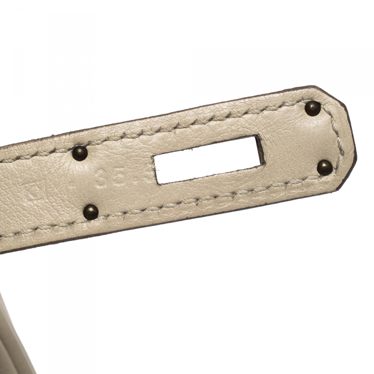 Pre Owned Hermes Beton Swift Leather Gold Hardware Birkin 35 Bag