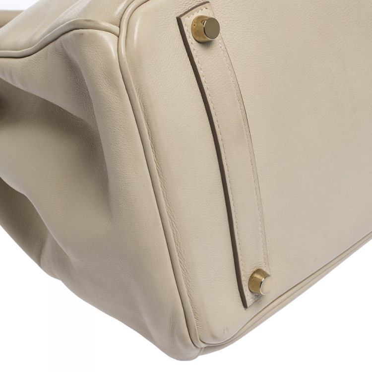 Pre Owned Hermes Beton Swift Leather Gold Hardware Birkin 35 Bag