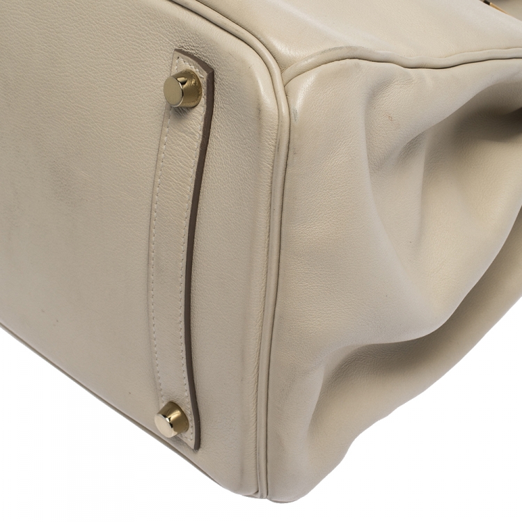 Pre Owned Hermes Beton Swift Leather Gold Hardware Birkin 35 Bag