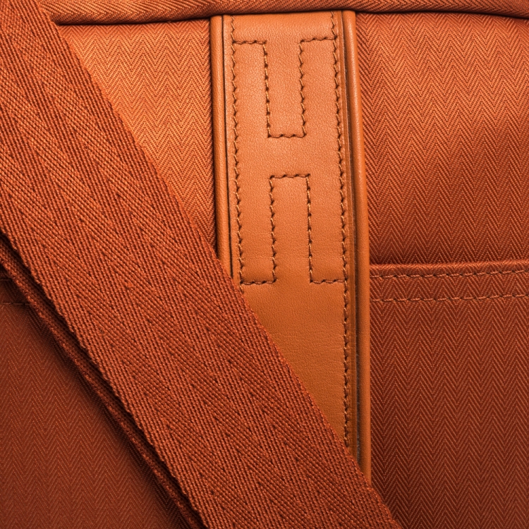Pre Owned Hermes Orange Toile Canvas and Leather Acapulco Messenger Bag 