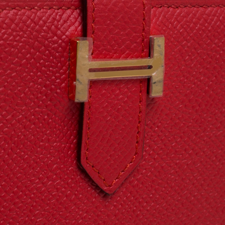 Pre Owned Hermes Vermillon Epsom Leather Bearn Card Holder