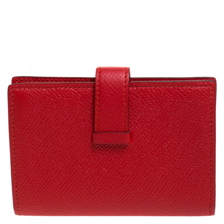 Pre Owned Hermes Vermillon Epsom Leather Bearn Card Holder