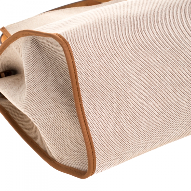 مملوكة مسبقًا Hermes Natural/Beige Canvas and Leather Herbag Zip 39 Bag