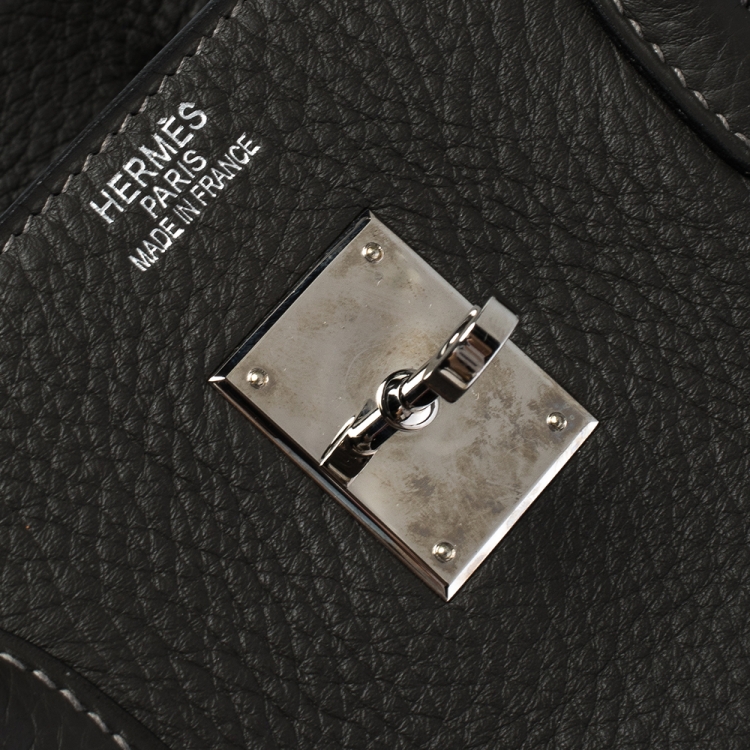 Pre Owned Hermes Graphite Clemence Leather Palladium Hardware Birkin 40 Bag