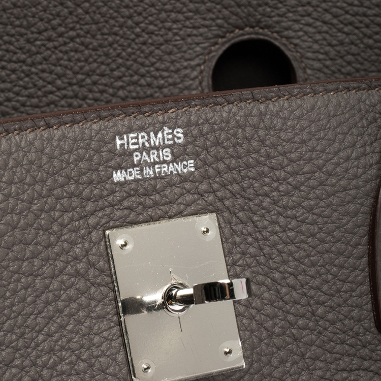 مملوكة مسبقًا Hermes Etain Togo Leather Palladium Hardware Birkin 40 Bag