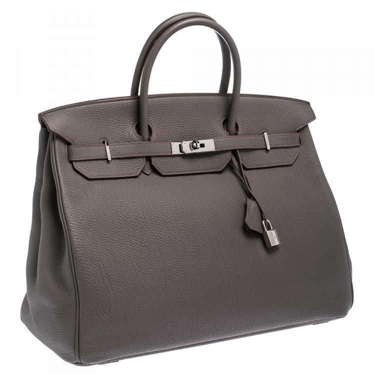 مملوكة مسبقًا Hermes Etain Togo Leather Palladium Hardware Birkin 40 Bag