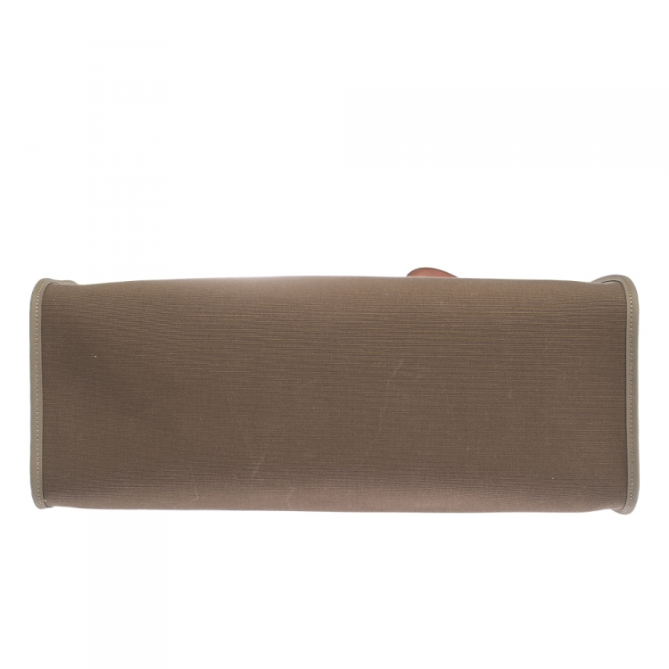 Pre Owned Hermes Natural/Khaki Canvas and Leather Herbag Zip 39 Bag
