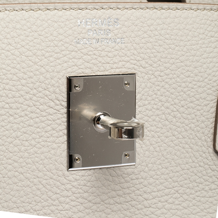 Pre Owned Hermes Gris Perle Togo Leather Palladium Hardware Birkin 35 Bag