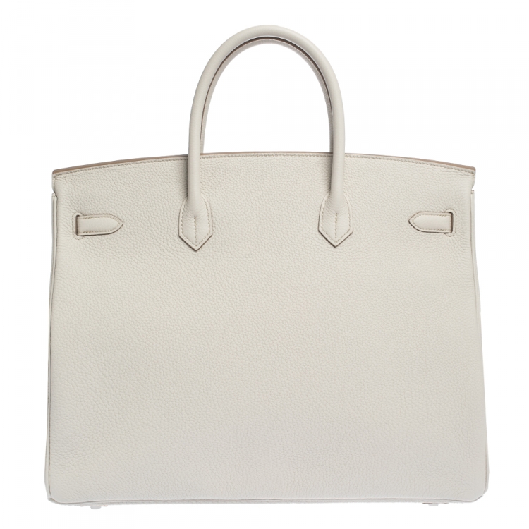 Pre Owned Hermes Gris Perle Togo Leather Palladium Hardware Birkin 35 Bag