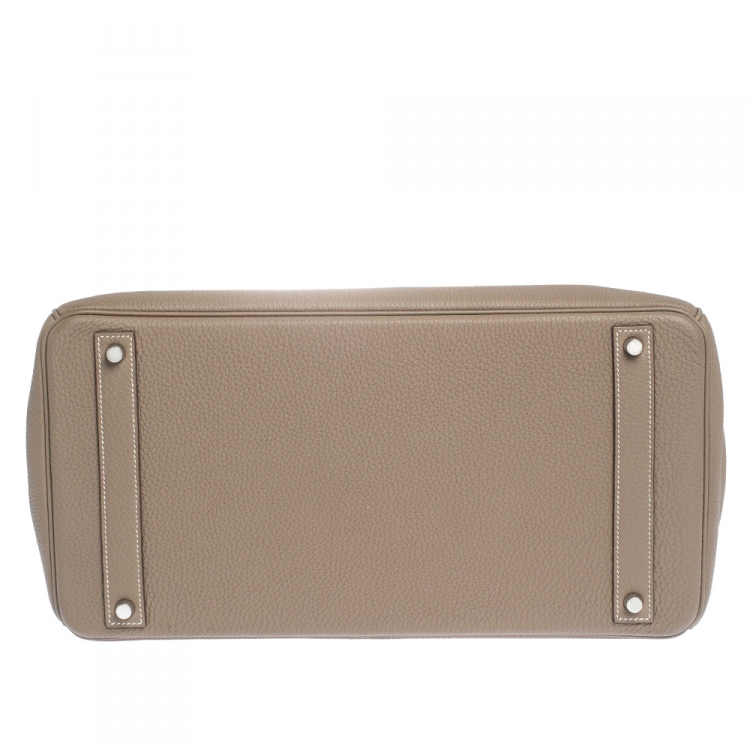 Pre Owned Hermes Etoupe Grey Togo Leather Palladium Hardware Birkin 40 Bag