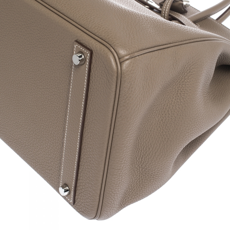 Pre Owned Hermes Etoupe Grey Togo Leather Palladium Hardware Birkin 40 Bag