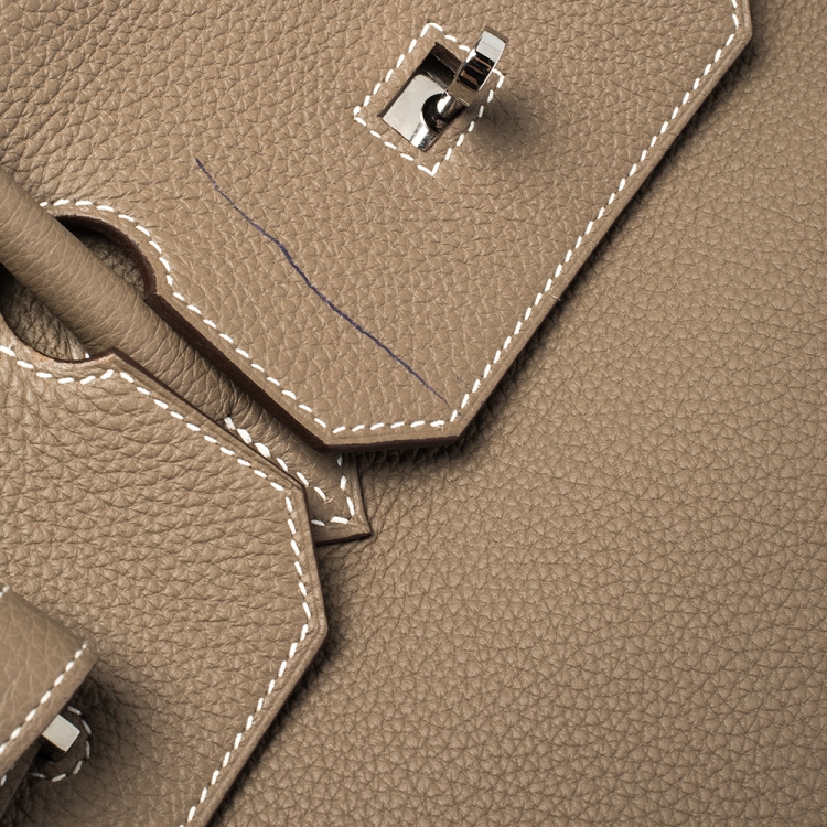 Pre Owned Hermes Etoupe Grey Togo Leather Palladium Hardware Birkin 40 Bag