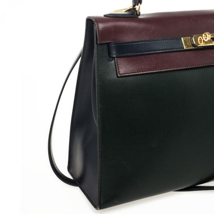 Pre Owned Hermes Vintage Tricolor Box Calf Kelly 32