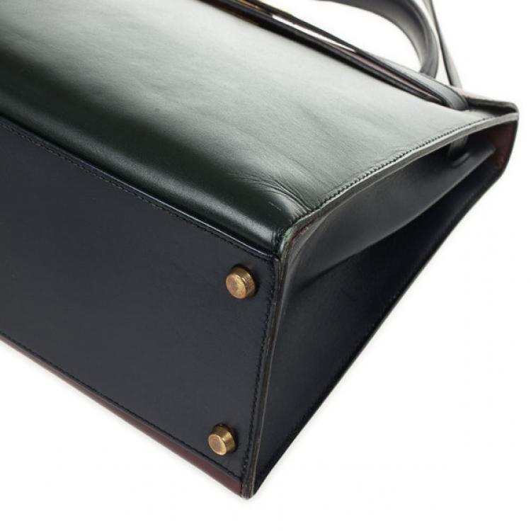 Pre Owned Hermes Vintage Tricolor Box Calf Kelly 32