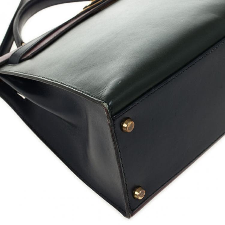 Pre Owned Hermes Vintage Tricolor Box Calf Kelly 32