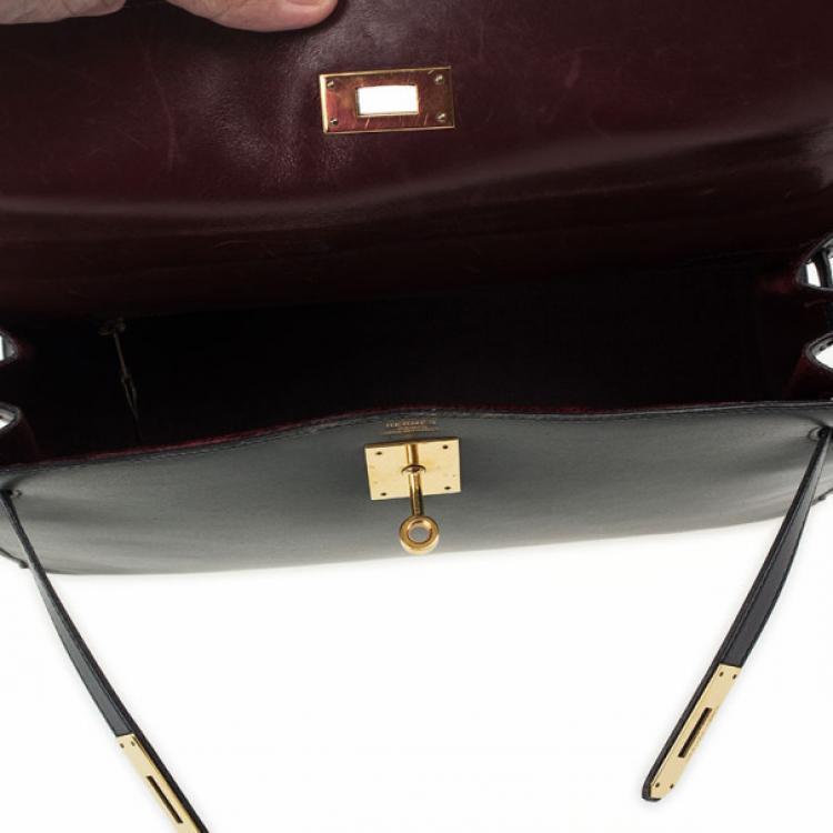 Pre Owned Hermes Vintage Tricolor Box Calf Kelly 32