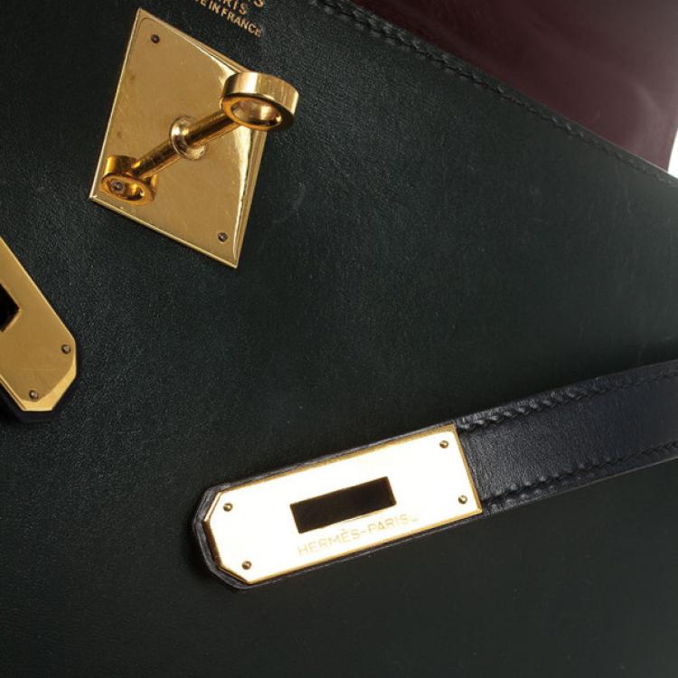 Pre Owned Hermes Vintage Tricolor Box Calf Kelly 32