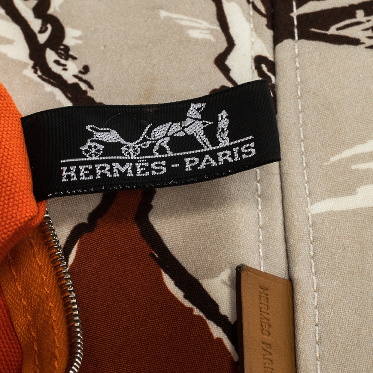 Pre Owned Hermes Multicolor Printed Canvas and Leather Finish Beach Bag