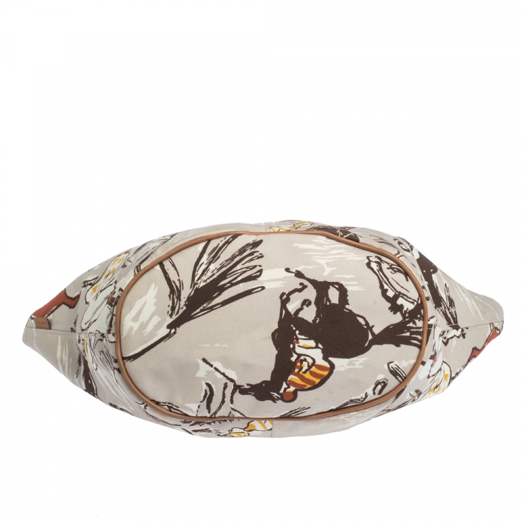 Pre Owned Hermes Multicolor Printed Canvas and Leather Finish Beach Bag