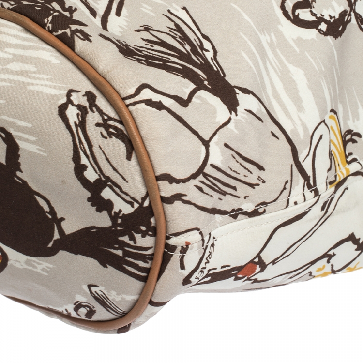 Pre Owned Hermes Multicolor Printed Canvas and Leather Finish Beach Bag