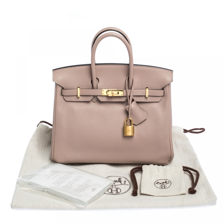 Pre Owned Hermes Glycine Evercolor Leather Gold Hardware Birkin 25 Bag