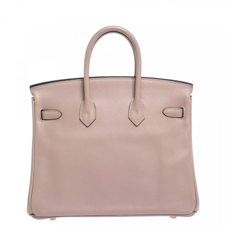 Pre Owned Hermes Glycine Evercolor Leather Gold Hardware Birkin 25 Bag