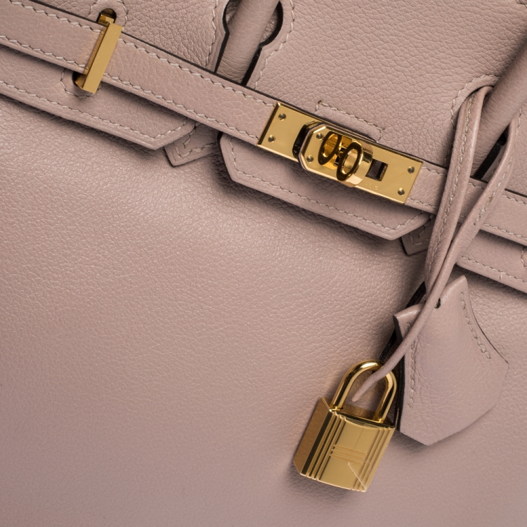 Pre Owned Hermes Glycine Evercolor Leather Gold Hardware Birkin 25 Bag